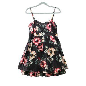 NWOT Ginger Cami Dress Size L Floral Sweetheart A-Line Dark Gray Sundress